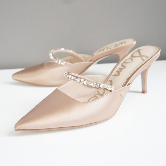 Sam Edelman Shoes - Sam Edelman Nude Crystal Jena D'Orsay Mule Pump Size 9